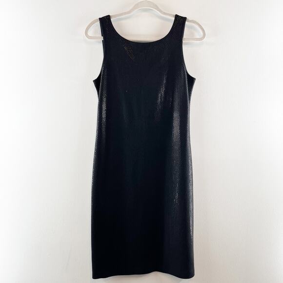 St. John Couture Wool Blend Sleeveless Scoop Neck Knit Shift Mini Dress Black 4 - Picture 1 of 7